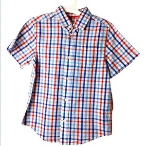 Americana Shirt Cat & Jack NWT Kids Small 6/7 Red Blue Short Sleeve Button-Down